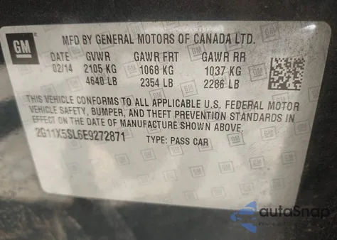 2014 Chevrolet Impala 1Fl z USA, uszkodzony, nr VIN 2G11X5SL6E9272871